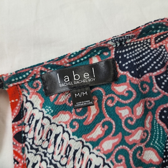 Label Rachel Roy Women's Floral Short Sleeve Tie Front Textured Blouse Size M - Picture 6 of 11